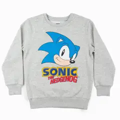 SONIC - Poleron Cerrado Niño The Hedgehog Gris