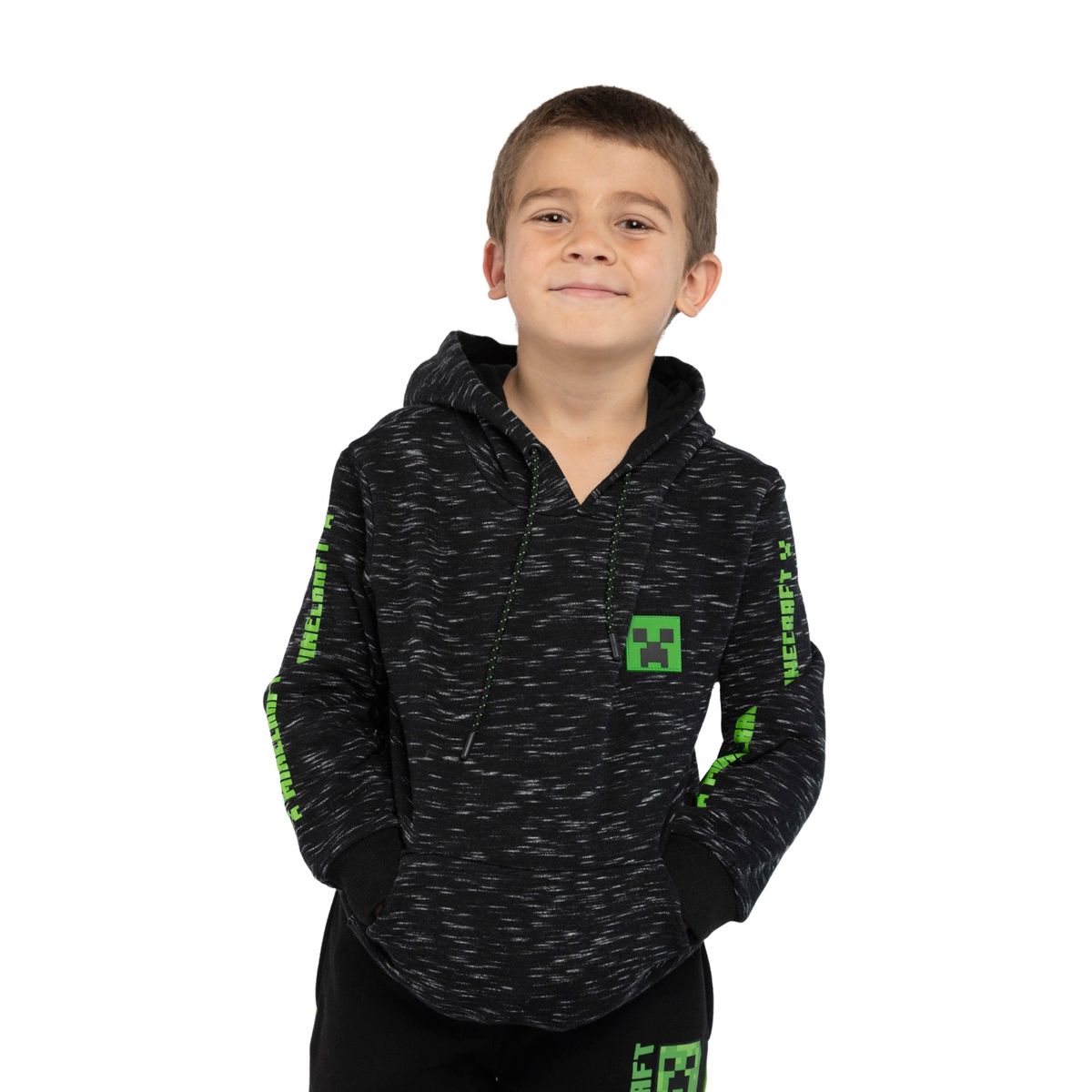 MINECRAFT - Poleron Cerrado Niño Logo Creeper Negro Minecraft