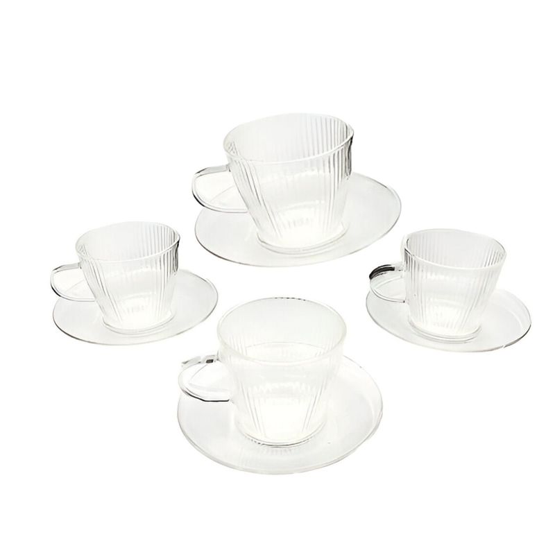 GLASSO - Set 4 Tazas con Platillo 110ml Espresso Glasso