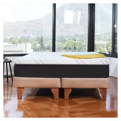 LATAM HOME - CAMA ZEN TOP FOAM HYBRID CUERO KENTUCKY NEGRO KING