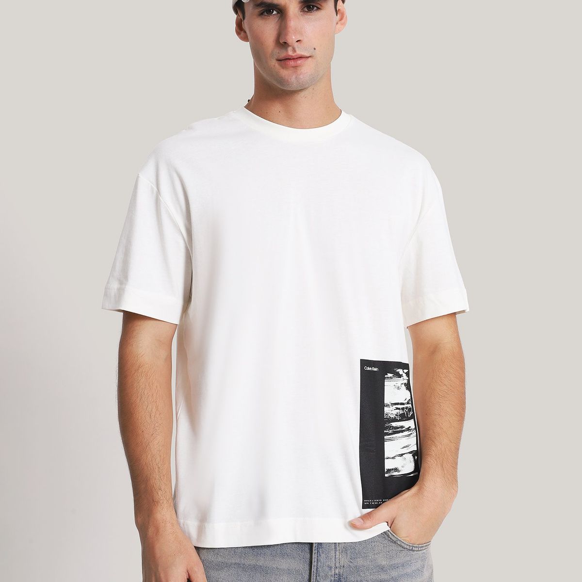 CALVIN KLEIN - Polera Horizon Print Blanco Calvin Klein