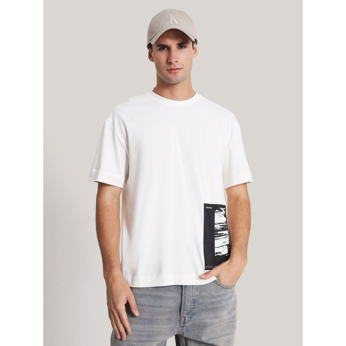 CALVIN KLEIN - Polera Horizon Print Blanco Calvin Klein