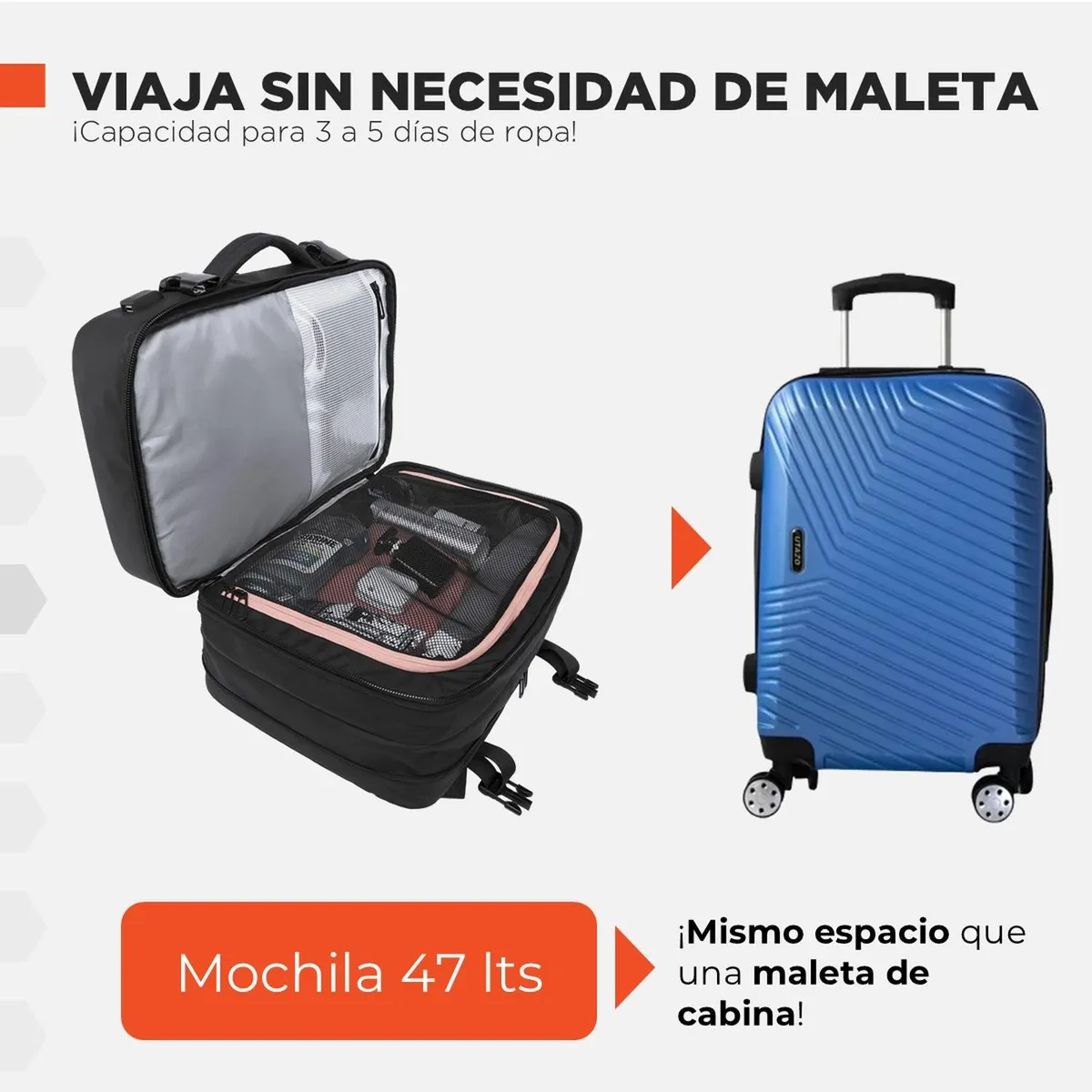 HARDLEY - Mochila Viaje Cabina 47L Hardley Nylon Balistico Ajustable