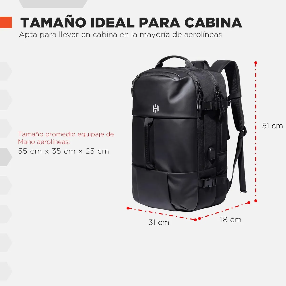 HARDLEY - Mochila para Viaje Cabina Hardley Impermeable 28L Ajustable