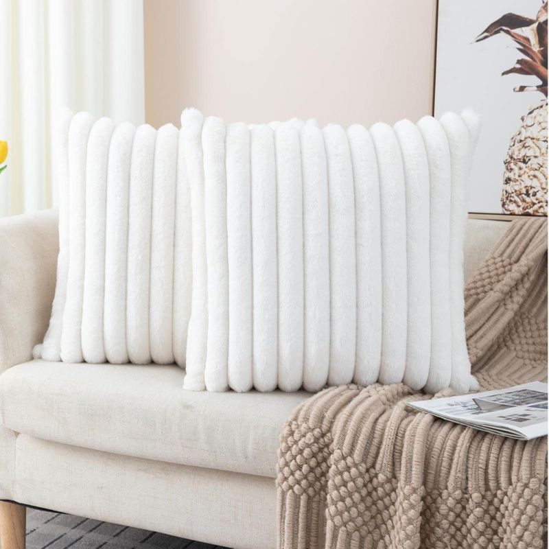 AZ AURAZEUS - Fundas De Cojines Set X2 Cama Sillon Suave BLANCA 45 X 45 Almohada
