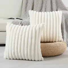 AZ AURAZEUS - Fundas De Cojines Set X2 Cama Sillon Suave BLANCA 45 X 45 Almohada