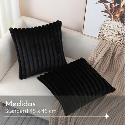 Imagen 2 del producto Fundas De Cojines Set X2 Cama Sillon Suave Negro 45 X 45 Almohada