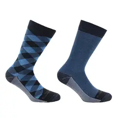 PERUGGI - 2 Pares Calcetín Cobre + Bamboo Diseño Largo Americano Azul