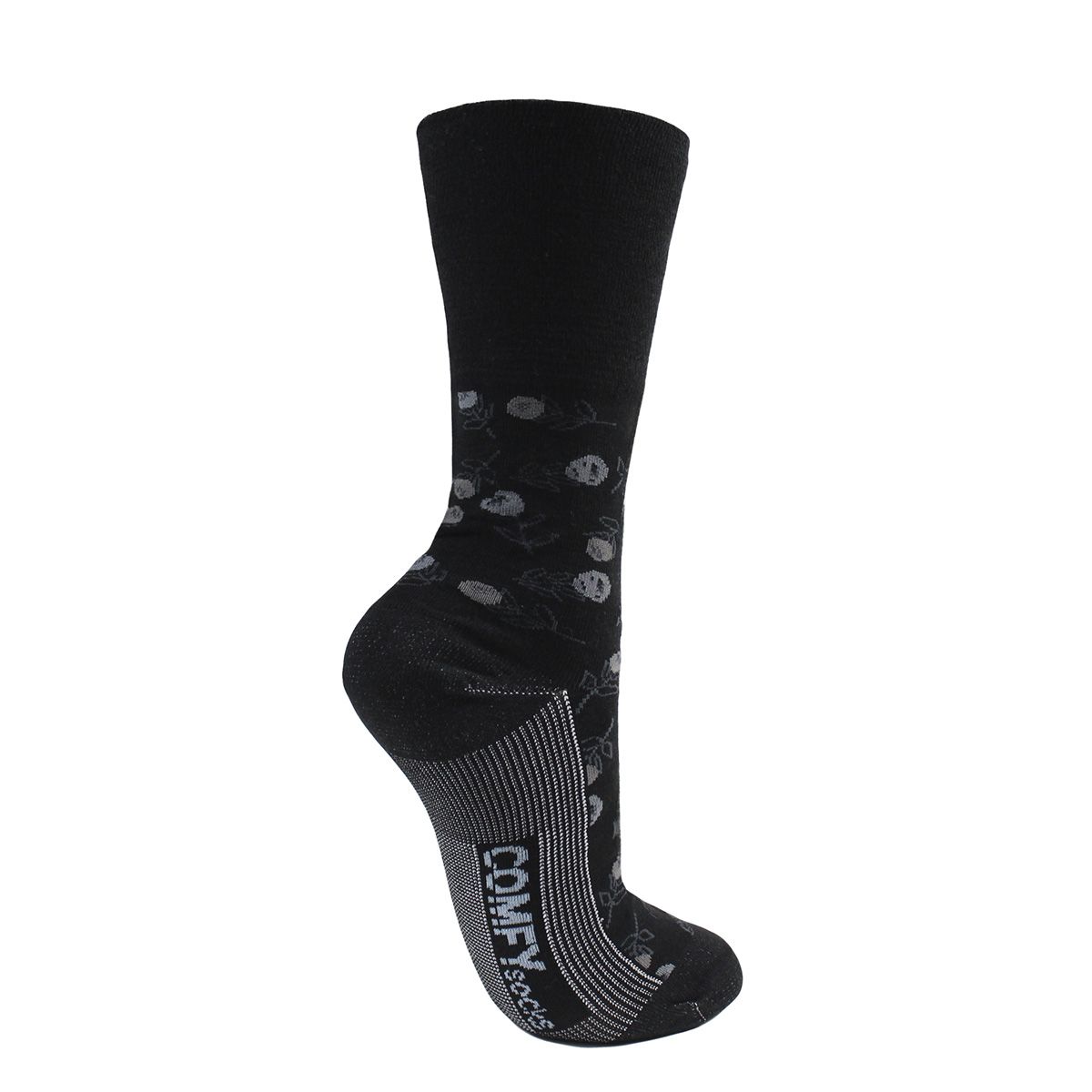 MONARCH - Calcetin Cobre + Bamboo Flores Largo 3/4 Negro