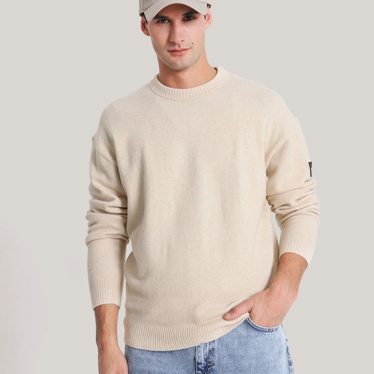 CALVIN KLEIN - Sweater Lycra Blend Beige Calvin Klein