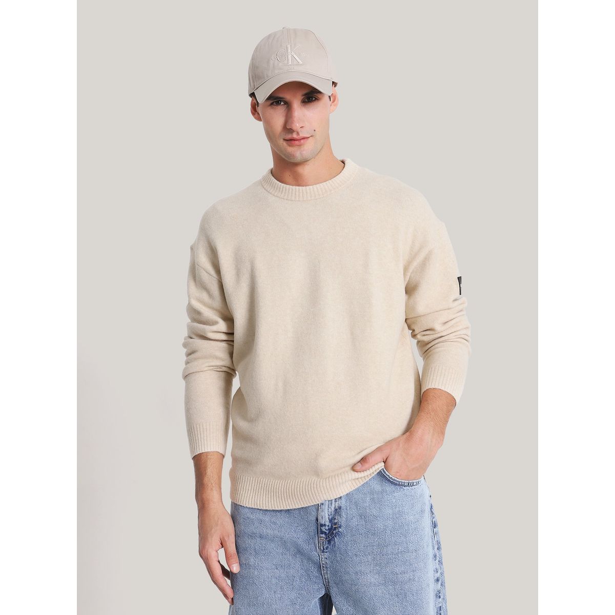 CALVIN KLEIN - Sweater Lycra Blend Beige Calvin Klein