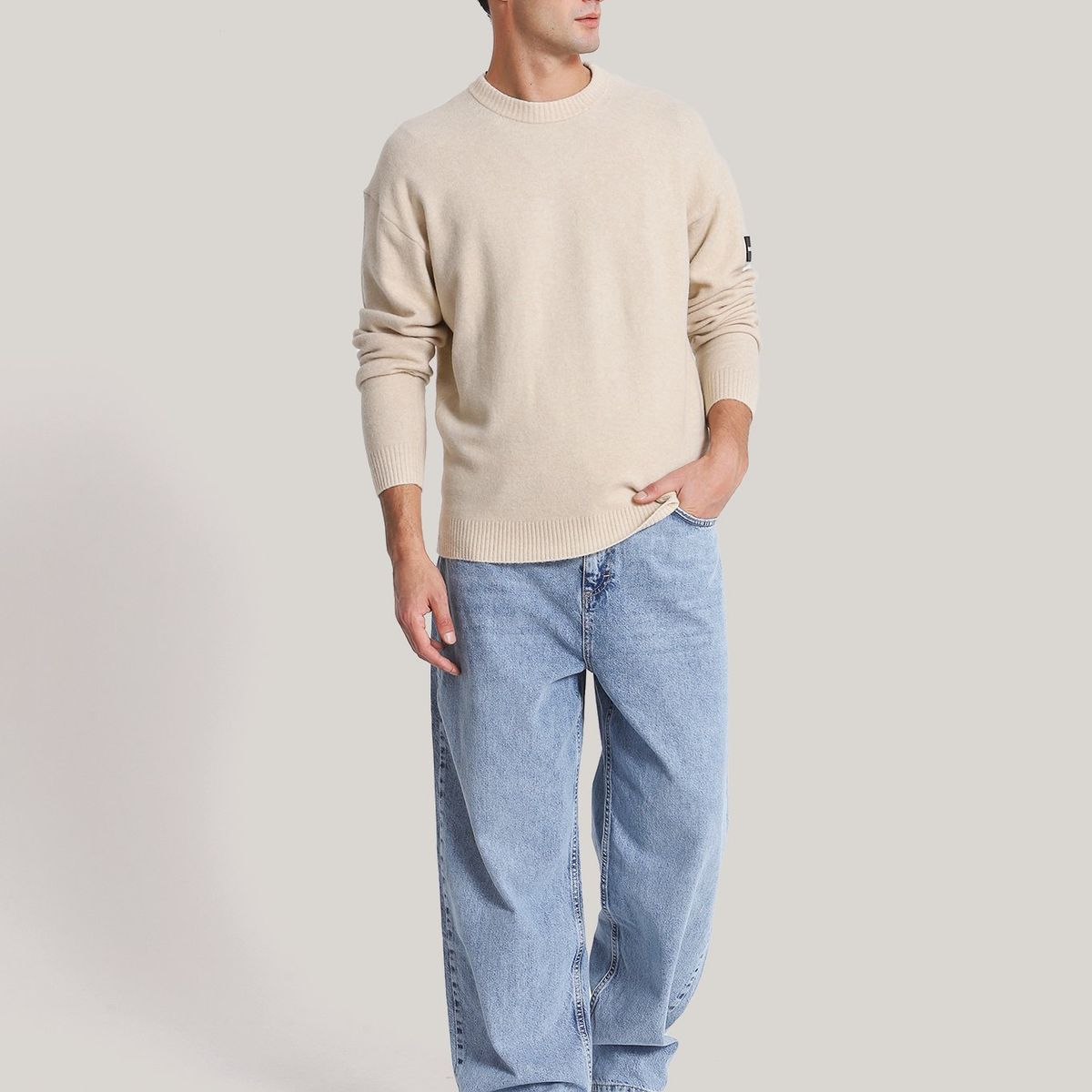 CALVIN KLEIN - Sweater Lycra Blend Beige Calvin Klein