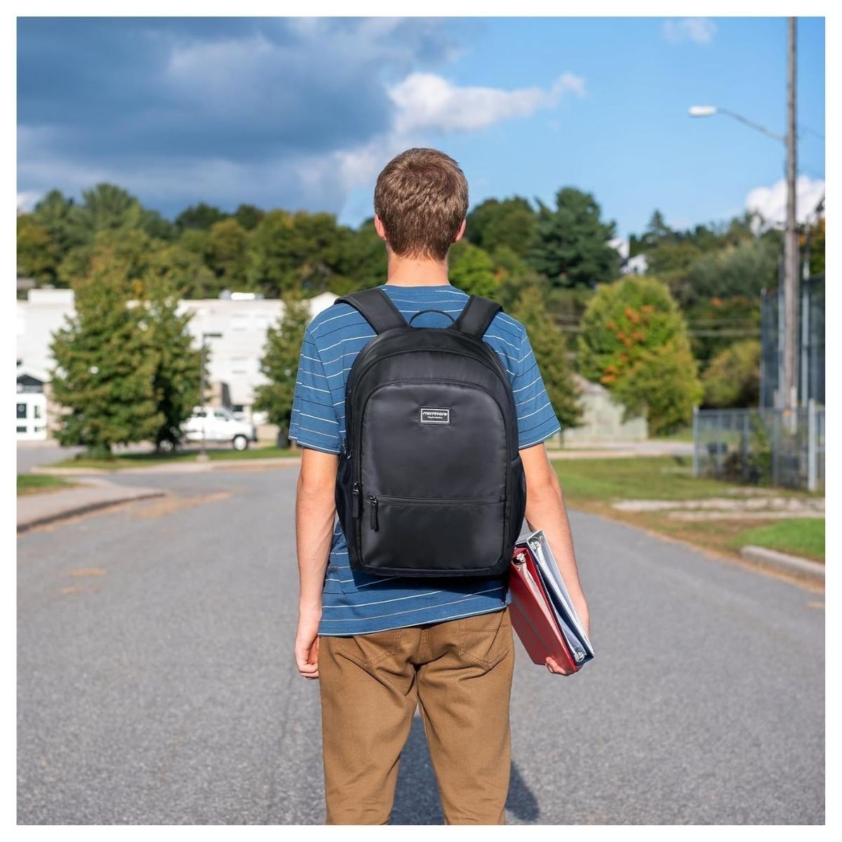 MOMMORE - Mommore Mochila Escolar Grande 3 Compartimientos 20L - Negro