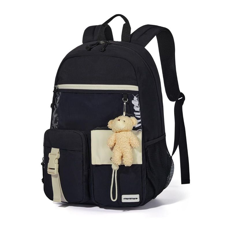 MOMMORE - Mommore Mochila Escolar Ligera Kawaii Kids 19L - Negro