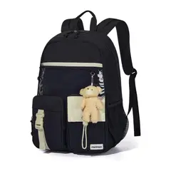 MOMMORE - Mochila Escolar Ligera Kawaii Kids 19L - Negro