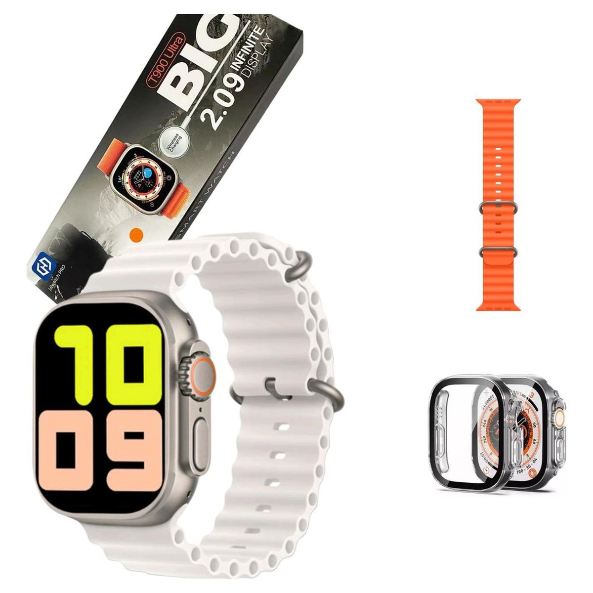 UNIVERSAL - Reloj Smartwatch T900 Ultra Blanco+ Correa + Protector 49mm