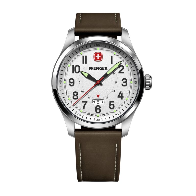 WENGER - Reloj Terragraph 43 mm correa cuero café Wenger