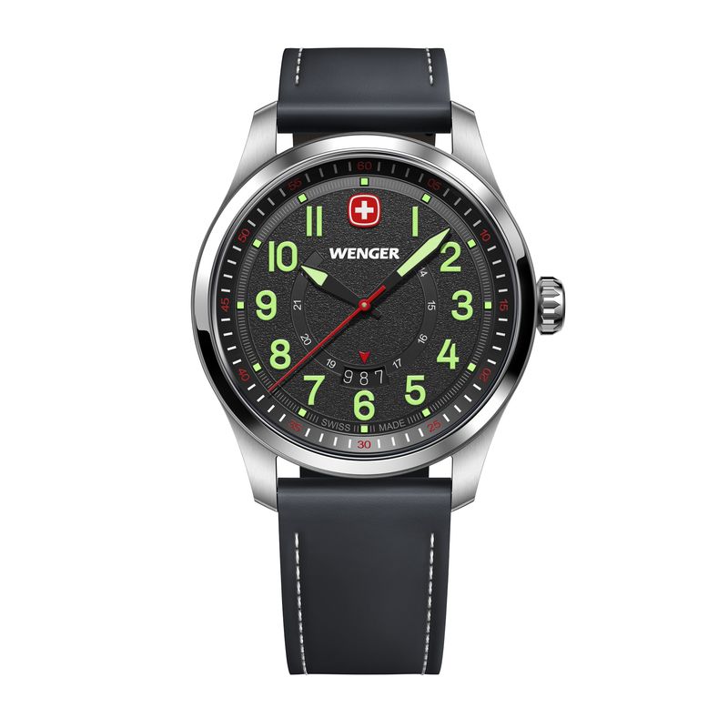 WENGER - Reloj Terragraph 43 mm correa cuero negro Wenger