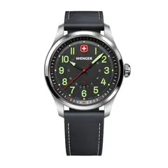 WENGER - Reloj Terragraph 43 mm correa cuero negro