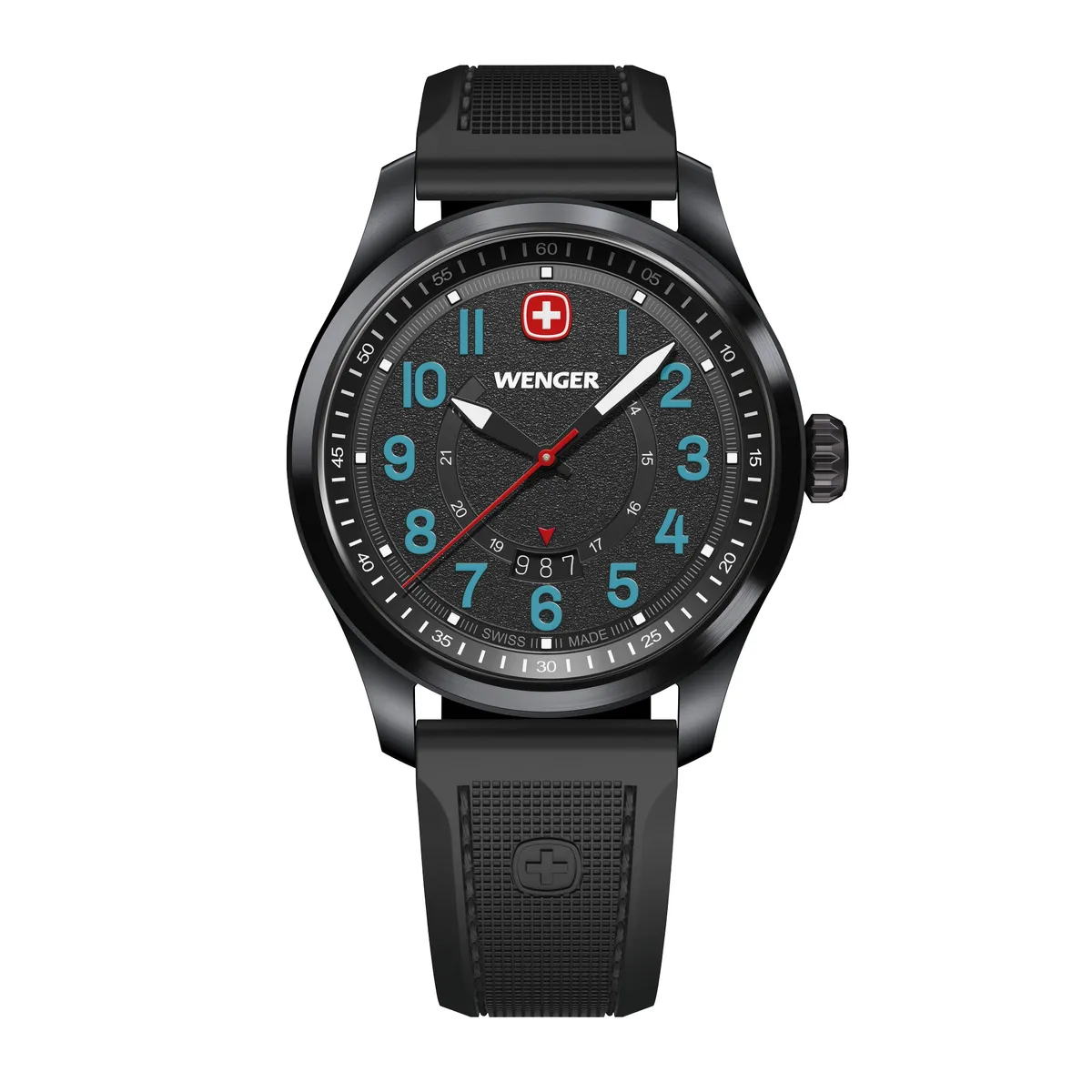 WENGER - Reloj Terragraph 43 mm correa silicona negro Wenger