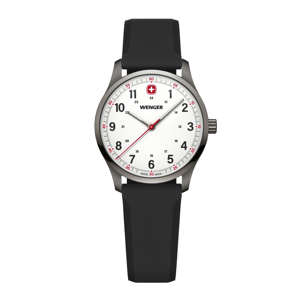 WENGER - Reloj City Sport 34 mm correa silicona negro Wenger