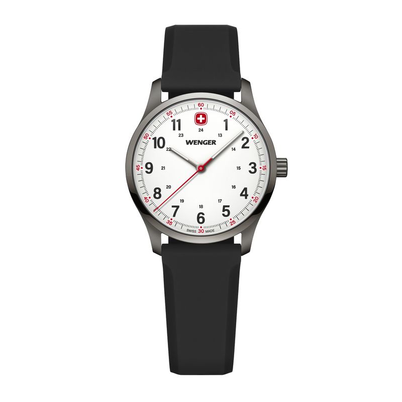 WENGER - Reloj City Sport 34 mm correa silicona negro Wenger