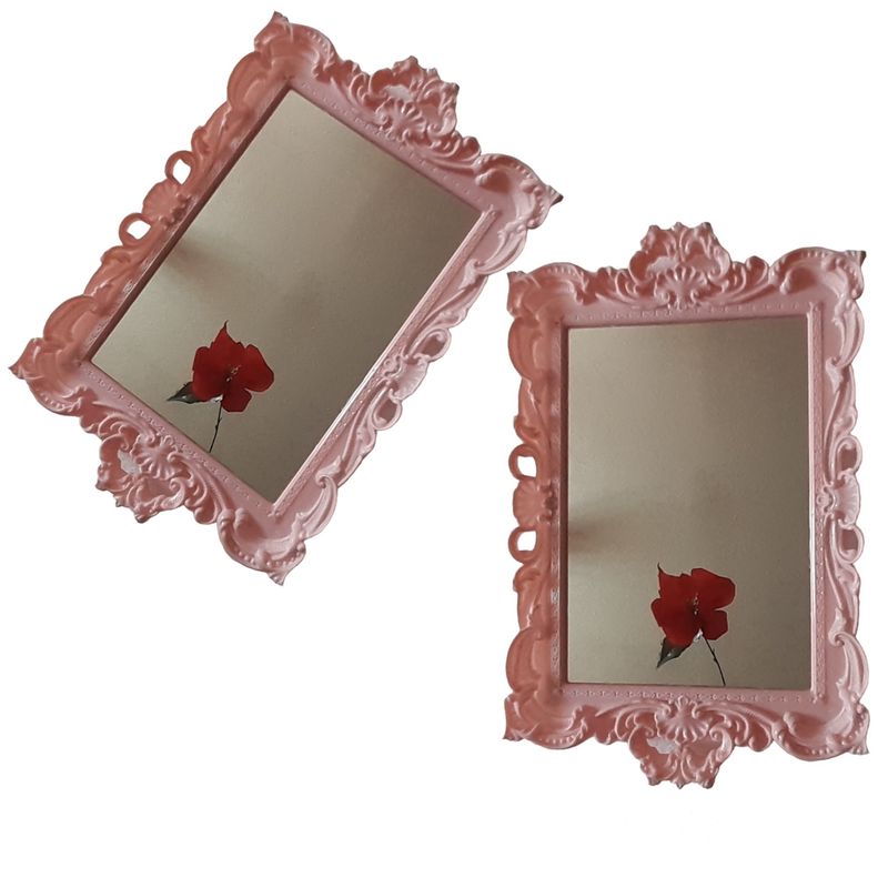 GENERICO - Pack 2 Bandeja Espejo Rectangular Deco Candy Bar - Rosado