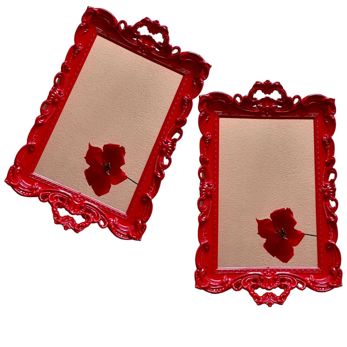 GENERICO - Pack 2 Bandeja Espejo Rectangular Deco Candy Bar - Rojo