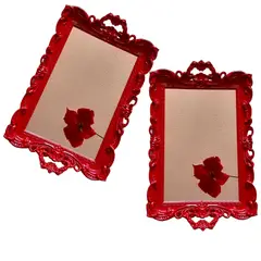 GENERICO - Pack 2 Bandeja Espejo Rectangular Deco Candy Bar - Rojo