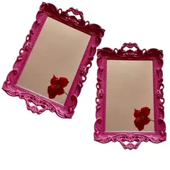 GENERICO - Pack 2 Bandeja Espejo Rectangular Deco Candy Bar - Fucsia