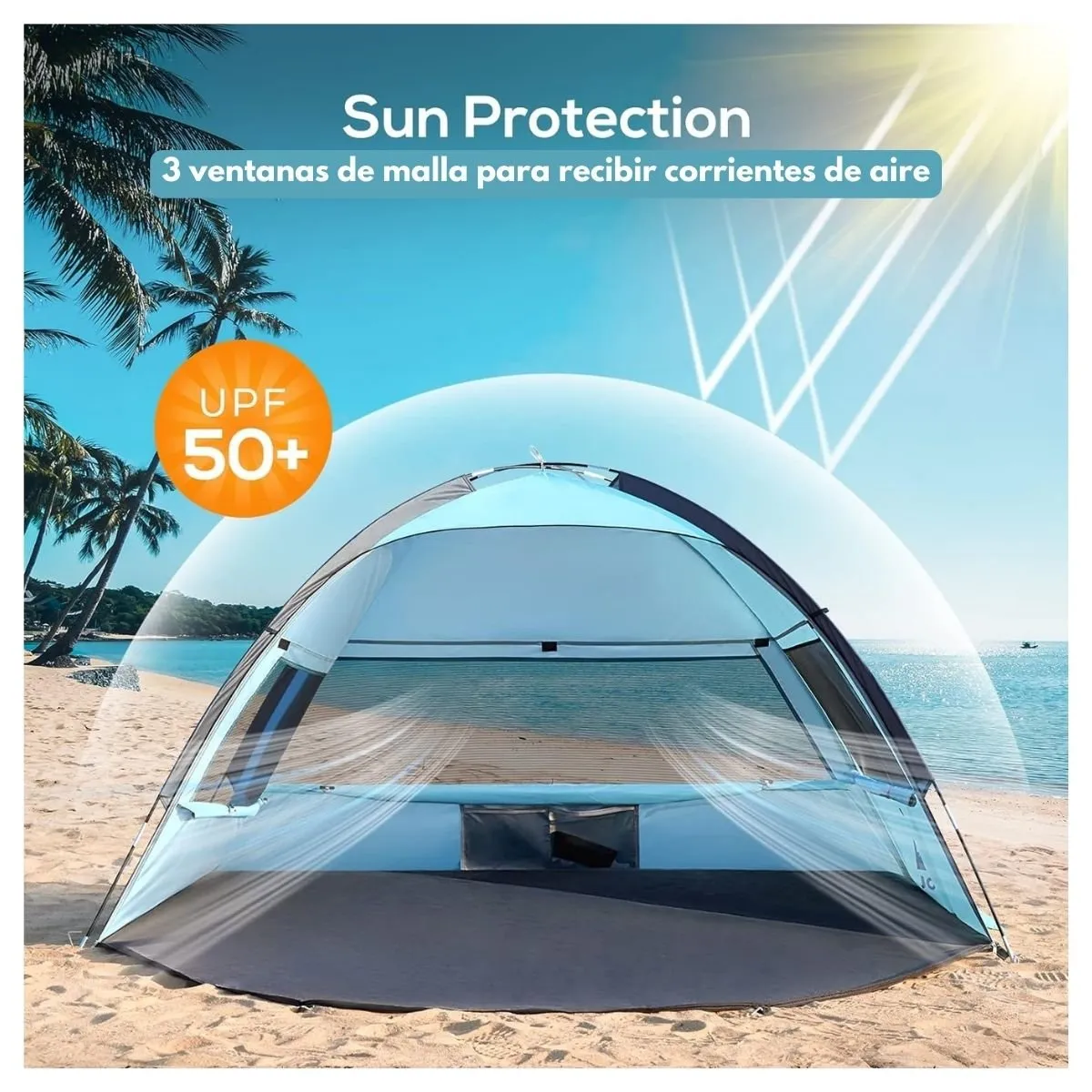 TOURIT - Tourit Carpa de Playa Desplegable 2-3 Personas - Azul