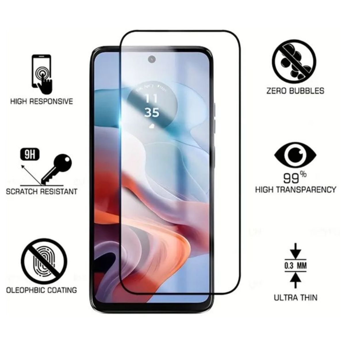 GENERICO - Lamina Mica Vidrio Templado Completa Para Motorola G34