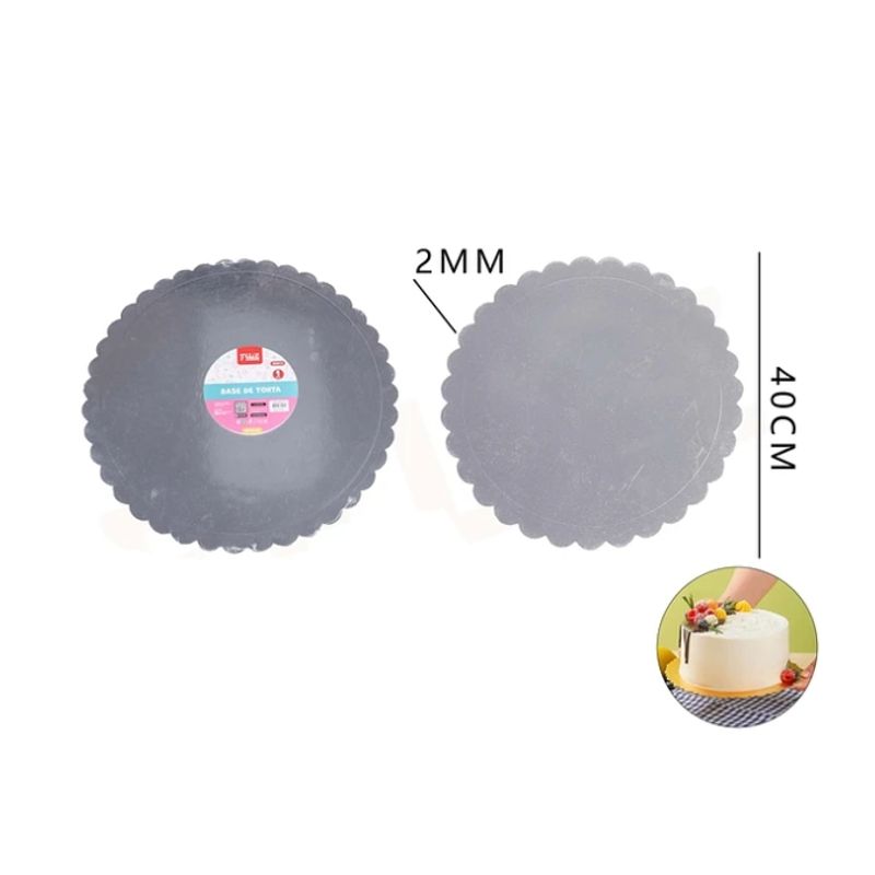 GENERICO - Base De Torta Plata Flor 40Cm Espesor 2mm