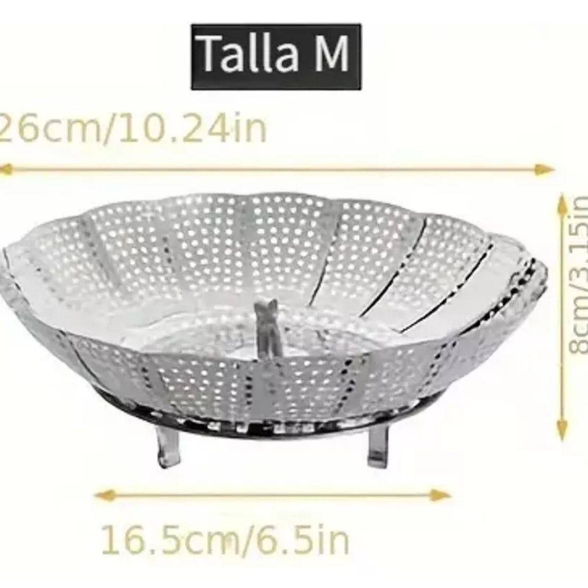 GENERICO - rejilla para cocinar al vapor plegable acero inoxi 26cm