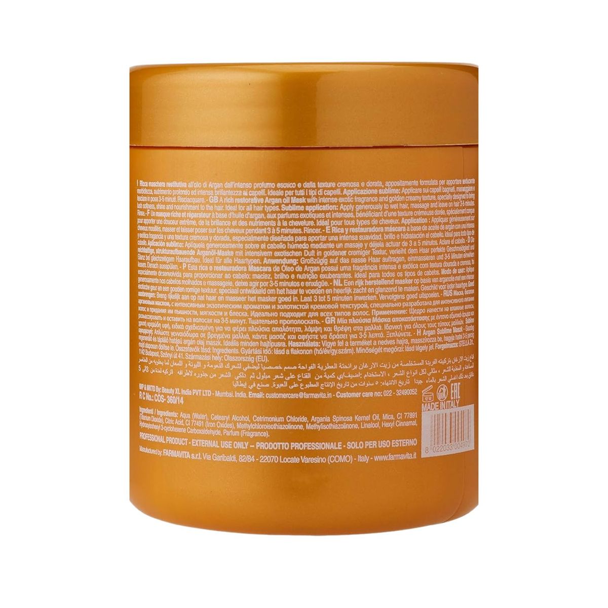 FARMAVITA - Mascara Farmavita Argan Sublime 1000ml Restaura Brillo Suavidad