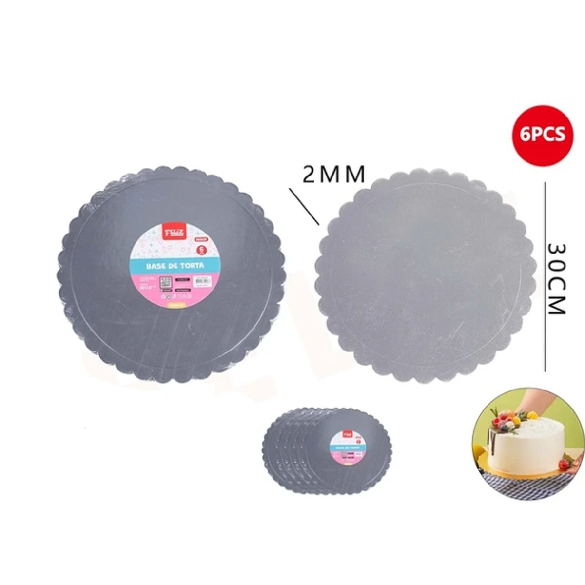 GENERICO - Base De Torta Plata 30Cm Espesor 2mm