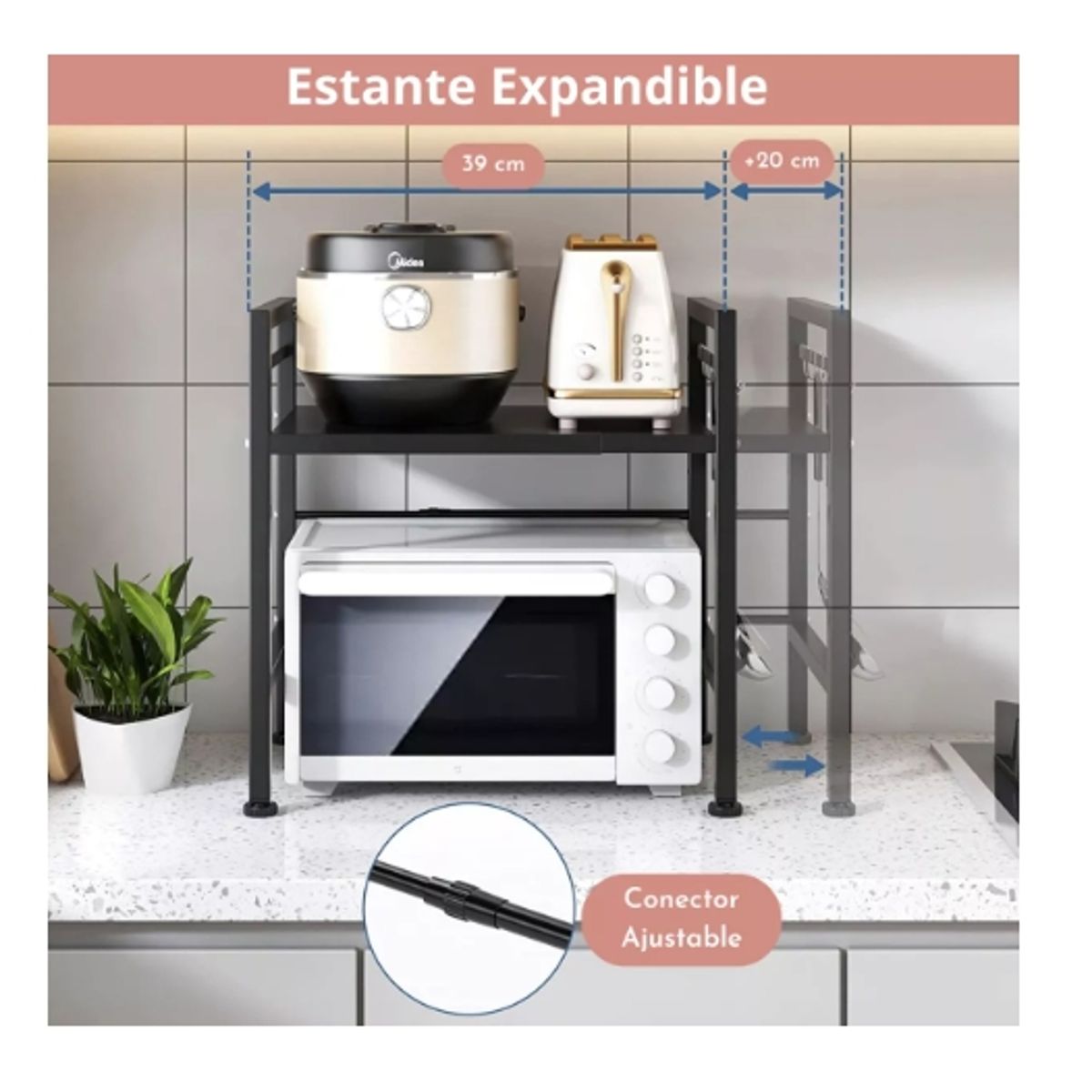 GENERICO - Estante De Microondas 2 Niveles Ajustable