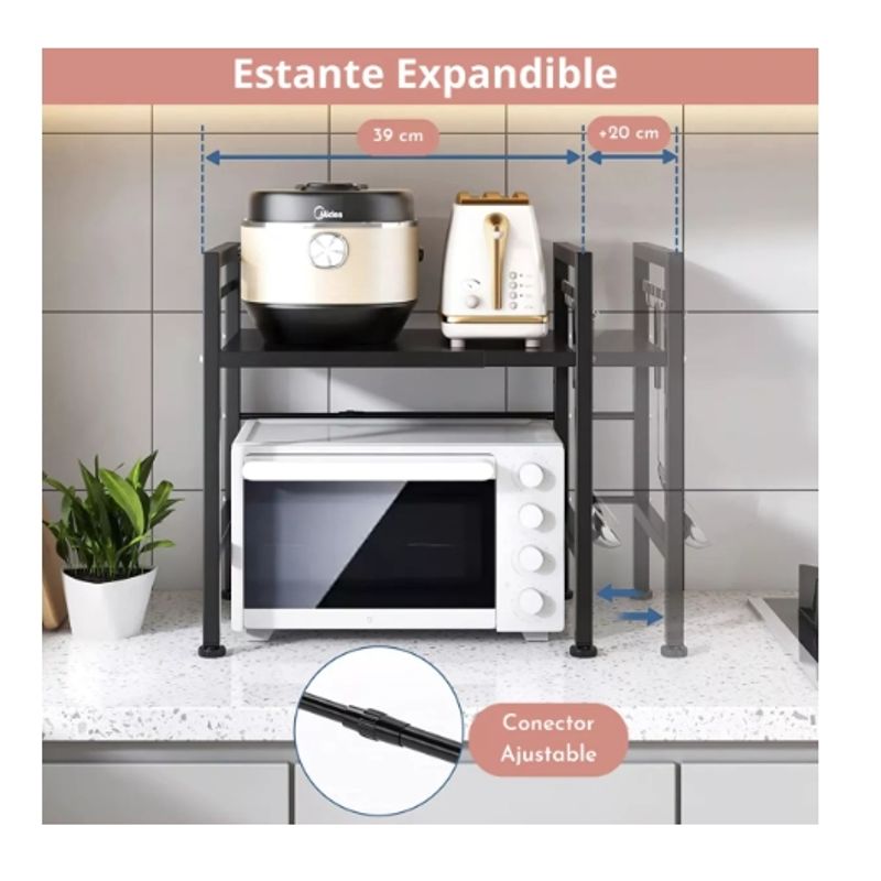 GENERICO - Estante De Microondas 2 Niveles Ajustable