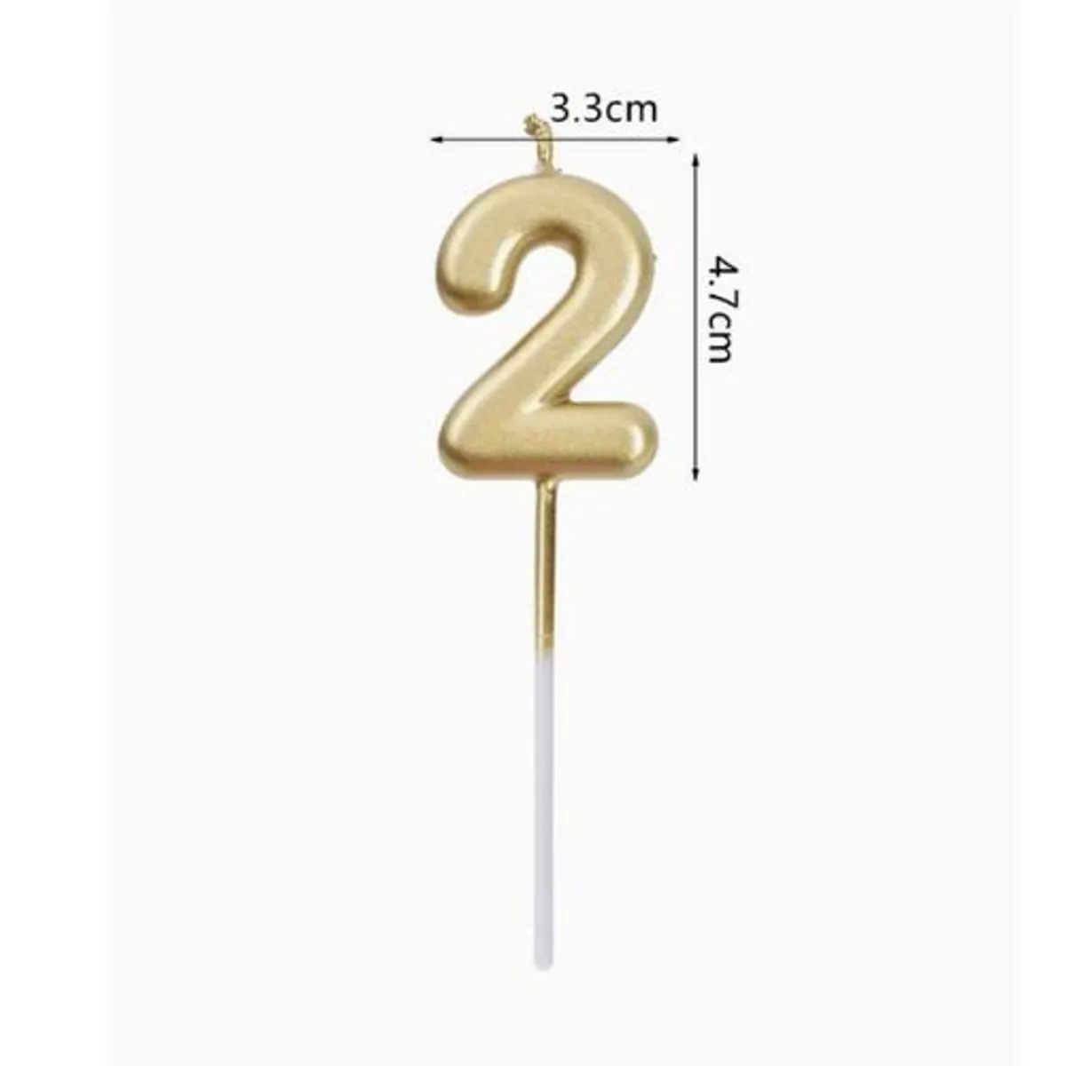 GENERICO - Vela de Cumpleaños Color Dorada Numero 2
