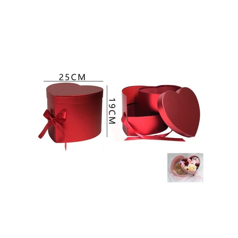 GENERICO - Caja De Regalo Corazon Rojo Dos Niveles Con Cinta