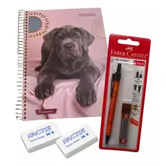 GENERICO - Pack Cuaderno Triple, 2 Gomas, Portaminas Y Minas 0,5