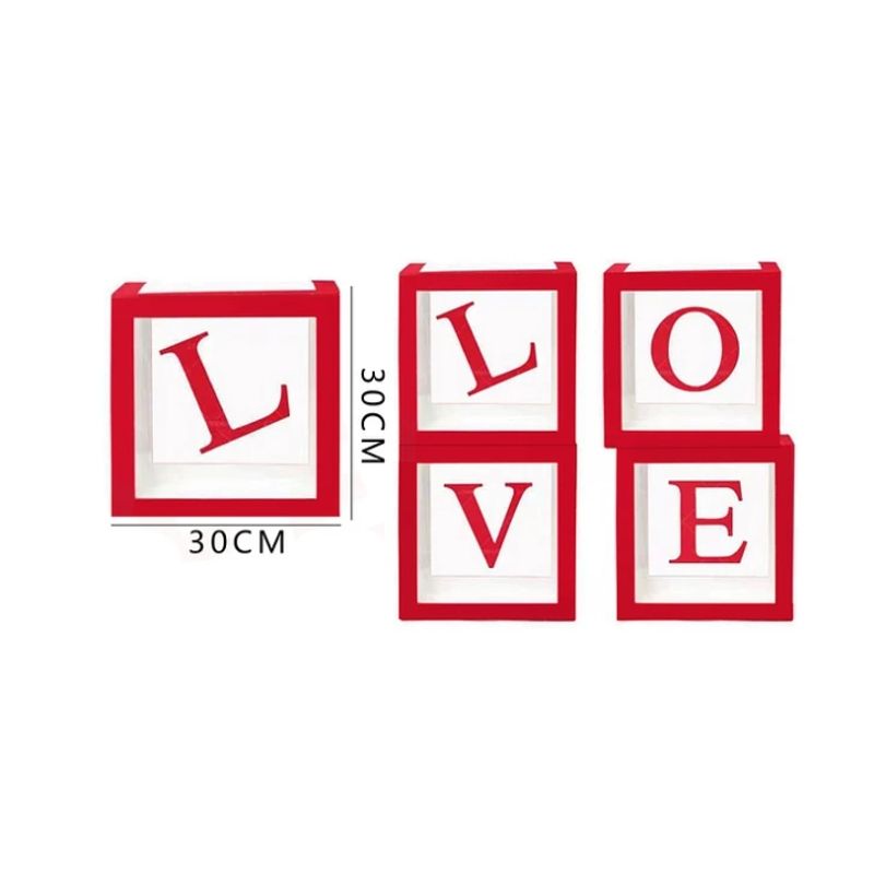GENERICO - Set Cajas Transparentes Love Rojo 30 Cm
