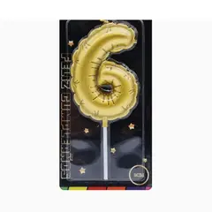 GENERICO - Velas Cumpleaños Doradas Numero 6