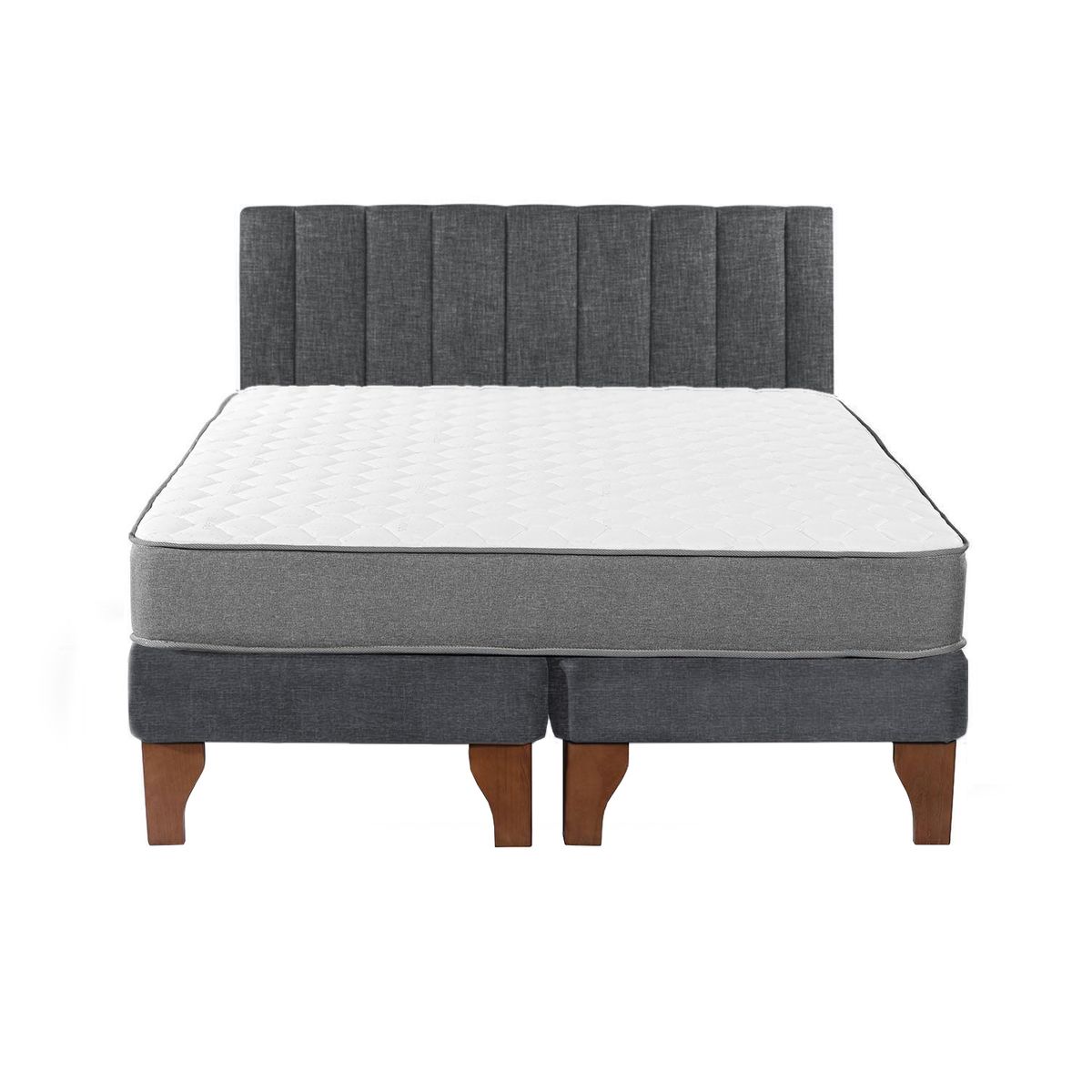 5 SUEÑO - Cama Europea Gris + Respaldo Tubular 2 Plazas 150x190cm 5º Sueño