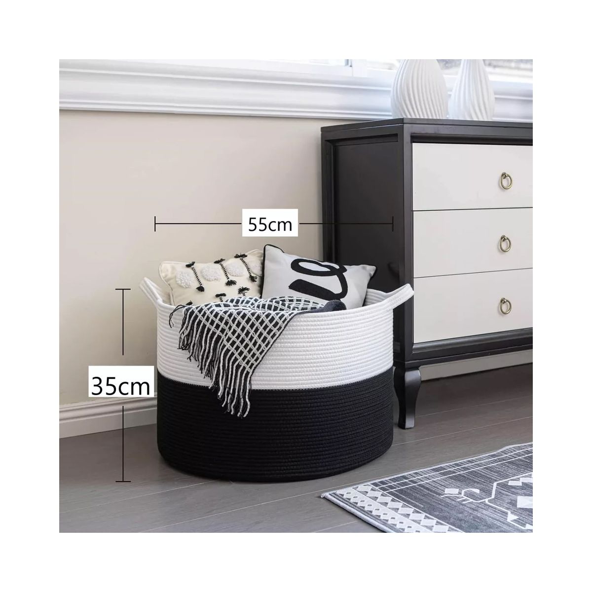 GENERICO - Cesta Canasto Para Ropa Juguetes Mantas Decoración Con Asa