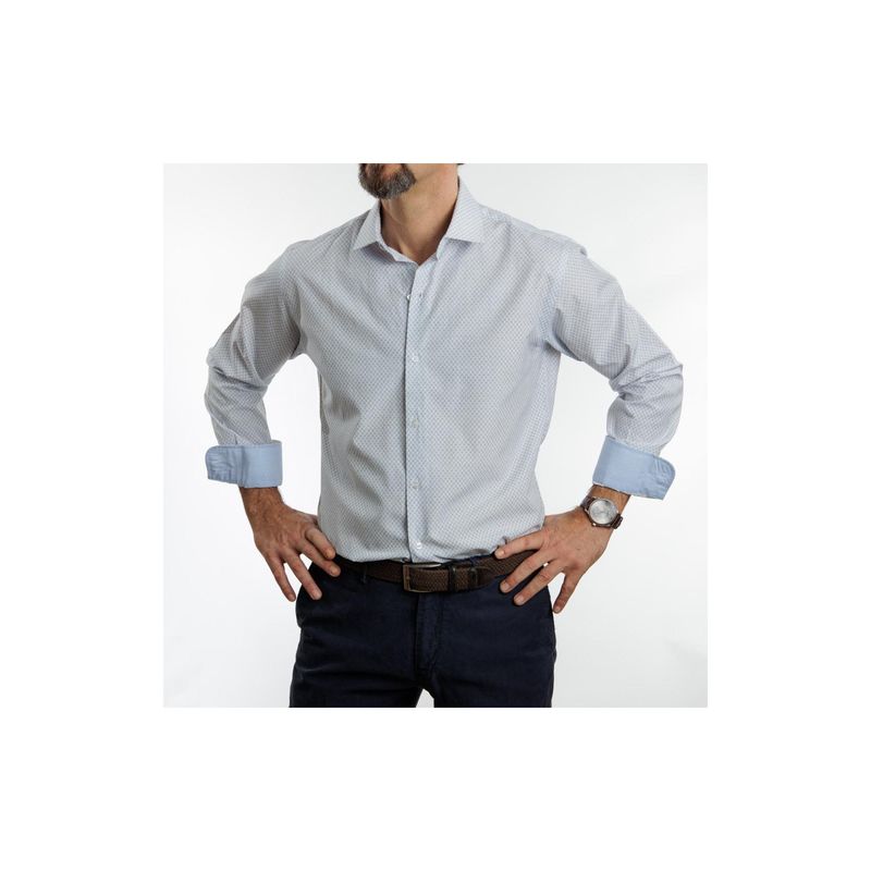 VANDINE - Camisa Etiqueta Roja Estampada celeste I24-11 VANDINE