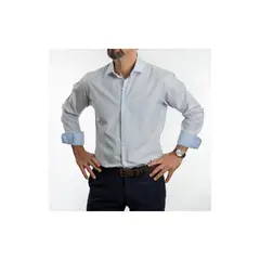 VANDINE - Camisa Etiqueta Roja Estampada celeste I24-11
