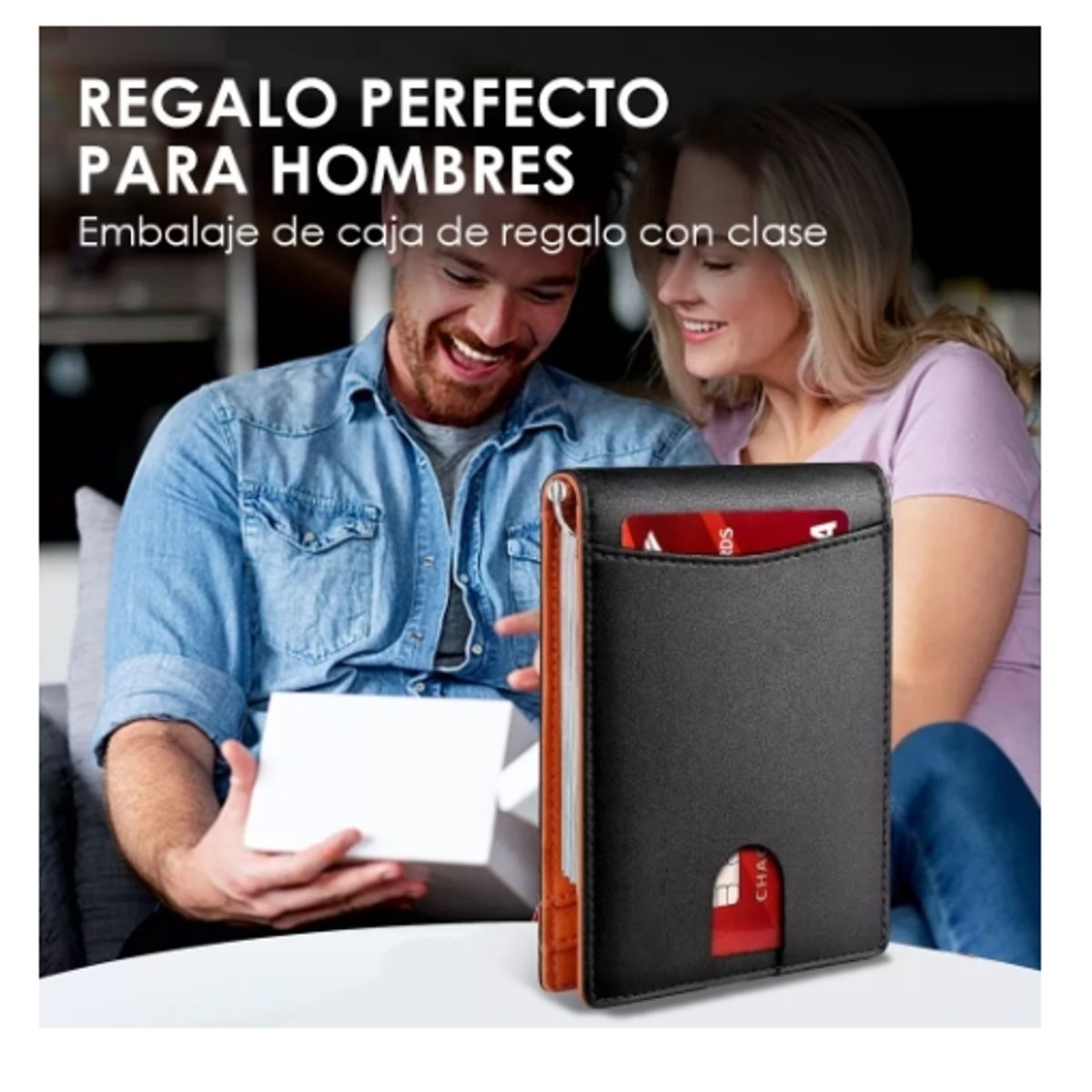 GENERICO - Billetera De Cuero Ultra Delgada Con Bloqueo Rfid Anti Robo