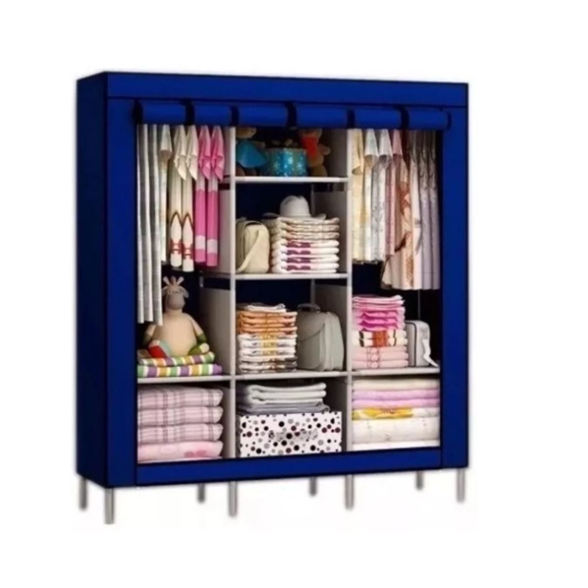 GENERICO - Práctico Armario Clóset Ropero Armable Grande  Azul Marino