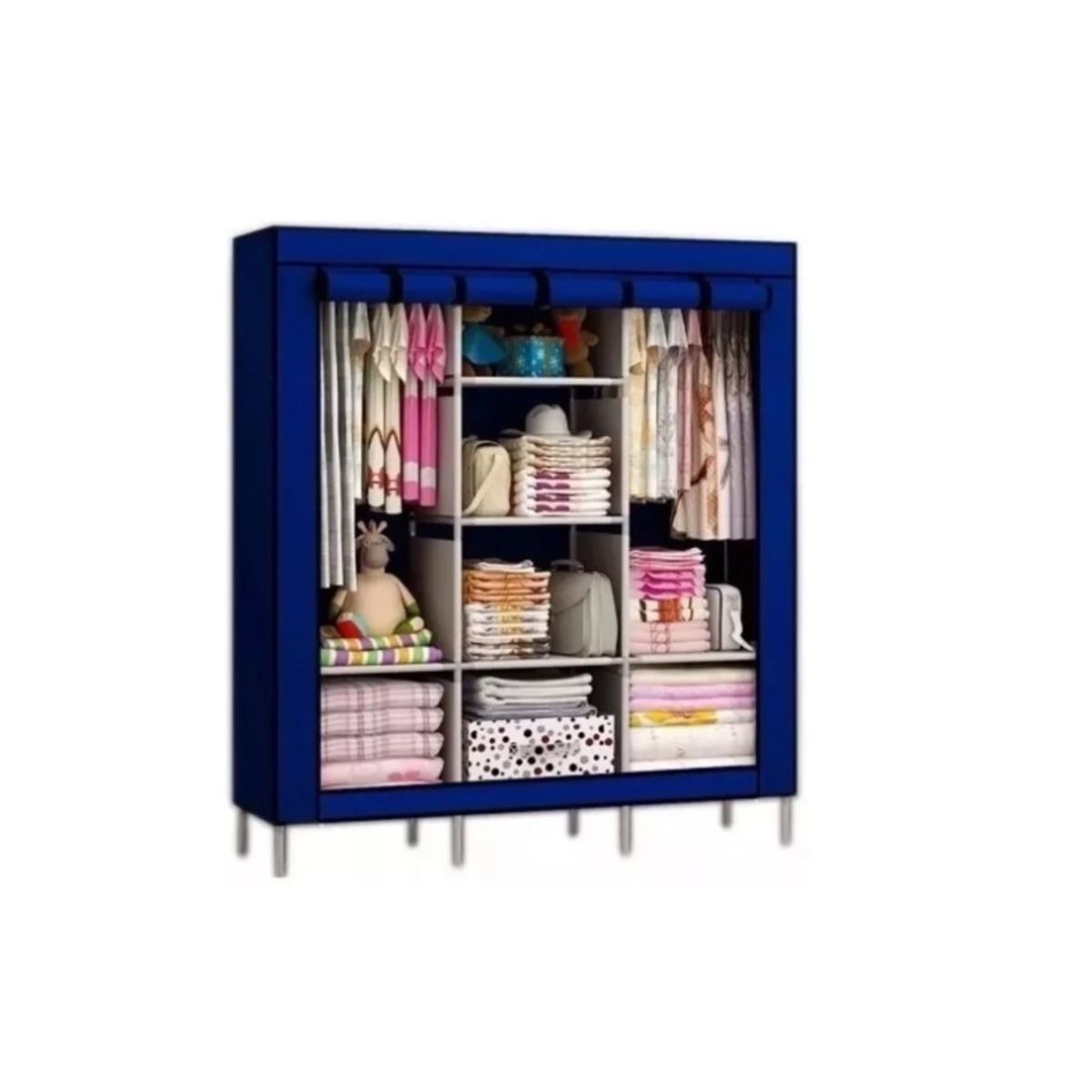 GENERICO - Práctico Armario Clóset Ropero Armable Grande  Azul Marino